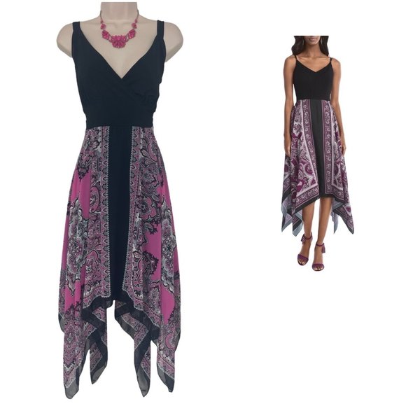 Ashley Stewart Dresses & Skirts - Size 12 12W XL X-LARGE SCARF PRINT HANDKERCHIEF HEM DRESS Summer Wedding Party
